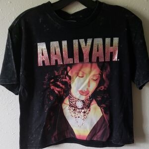 Rue21 Black Graphic Tee with Rhinestones Aaliyah